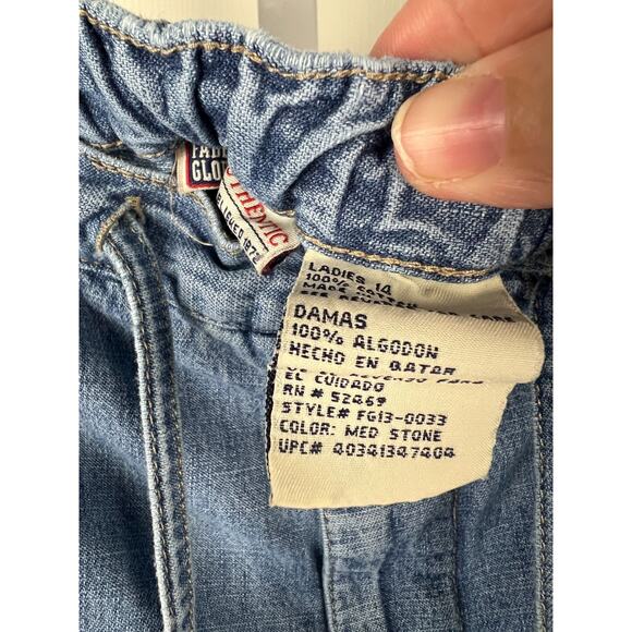 Faded Glory Denim Jean Midi Skirt 14 Blue Straight Modest Boho Cottage (Spots) - Picture 3 of 7